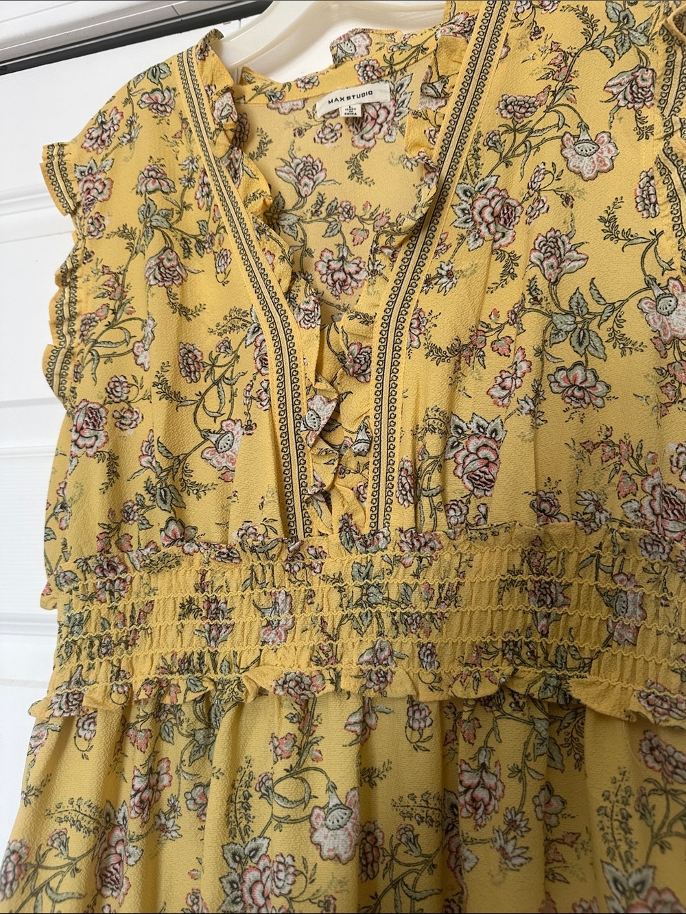 Max Studio Yellow Floral Tiered Maxi Dress - Picture 3 of 5